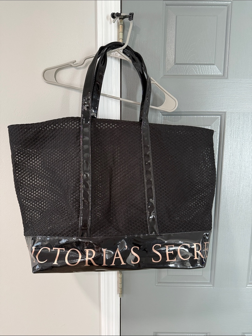 Victoria's Secret Black Mesh & Patent Trim Tote